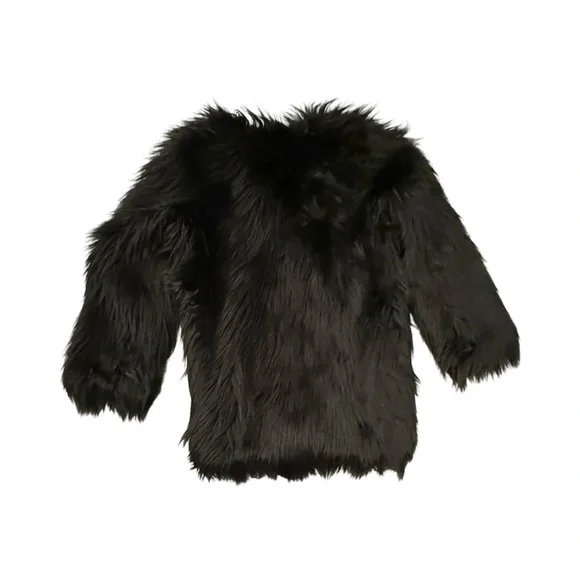 Black Large Faux Fur Jacket Long Sleeve - Picture 2 of 4